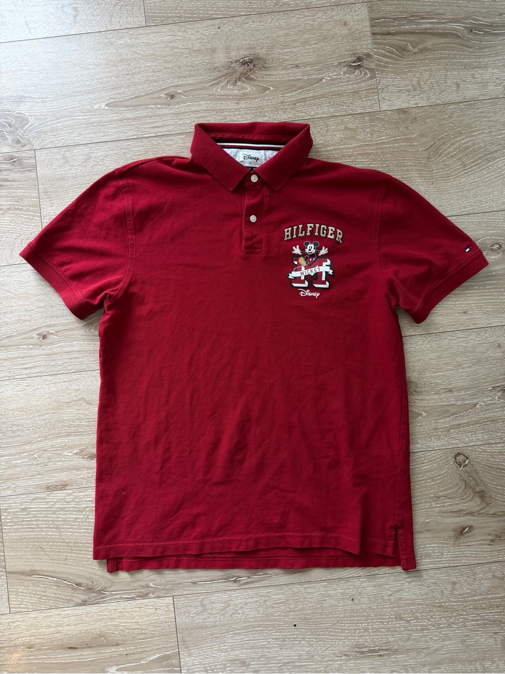 Tommy Hilfiger Red Men's Polo with Disney Mickey Embroidered Logo
